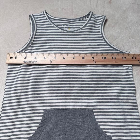 Moon + Beck 3/4T Sleeveless Kangaroos Pocket Romper New Gray/White Striped - Picture 5 of 9
